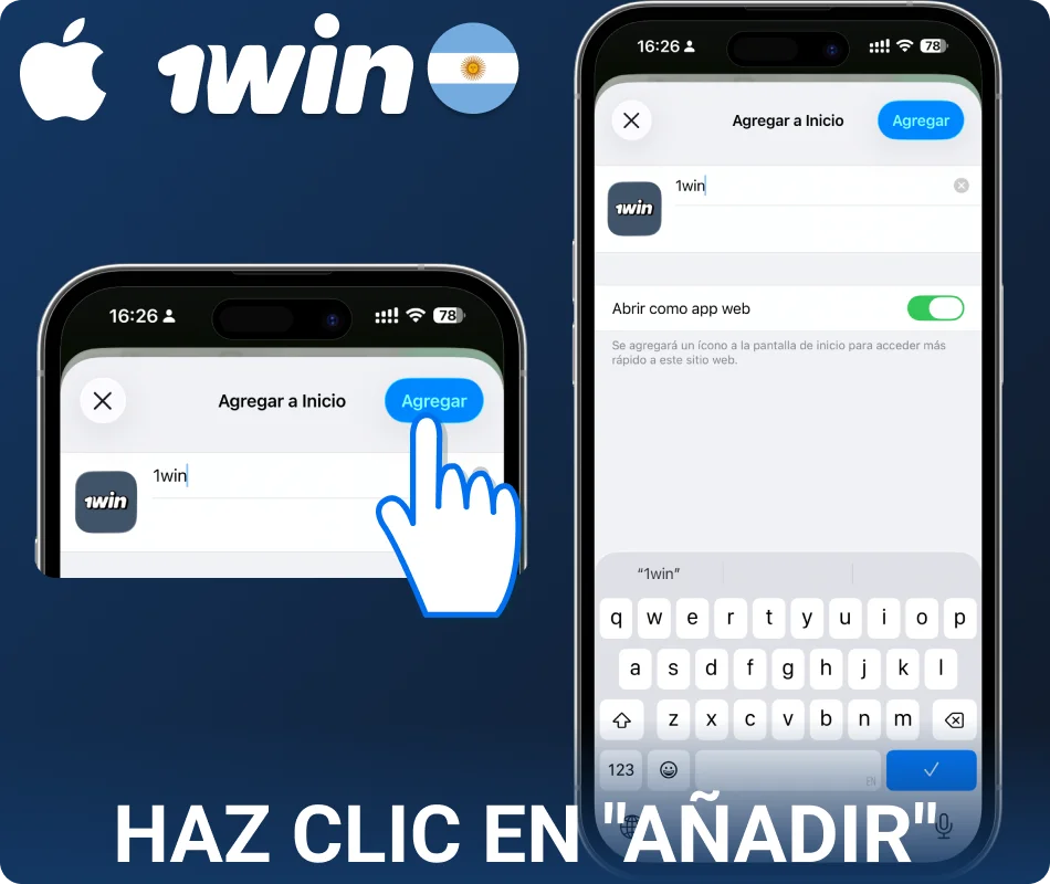 Agregá la aplicación 1win AR