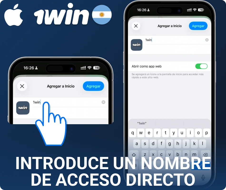 Ingresá el nombre de la aplicación iOS de 1win Argentina