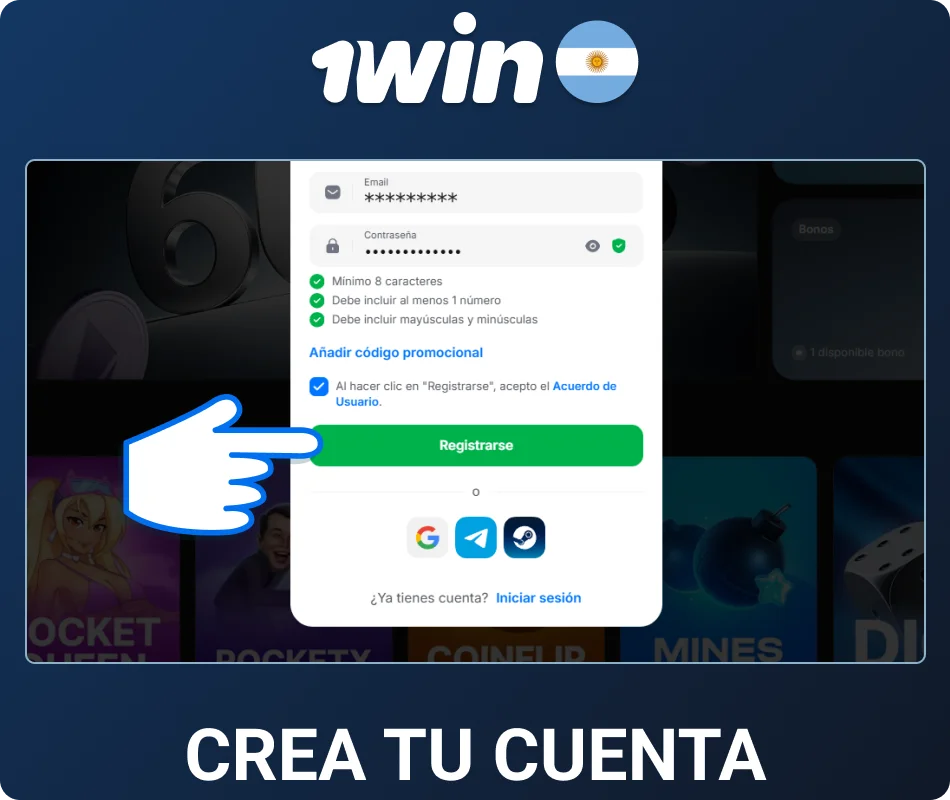 Confirmá el registro en 1win AR