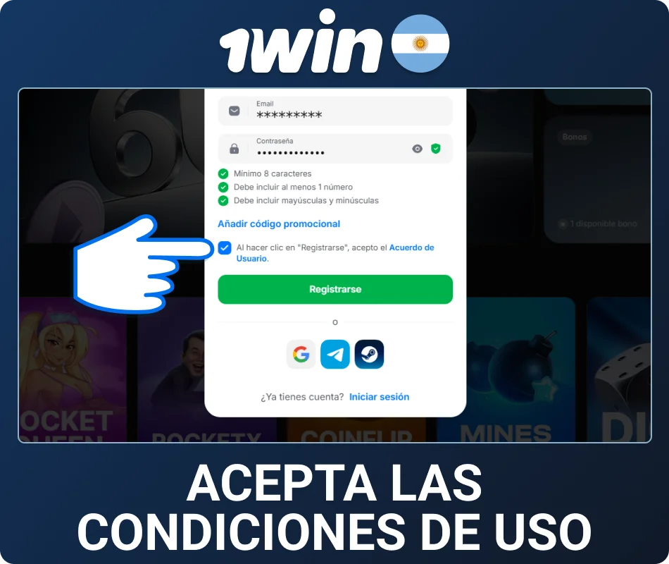 Aceptá las reglas del sitio de 1win Argentina